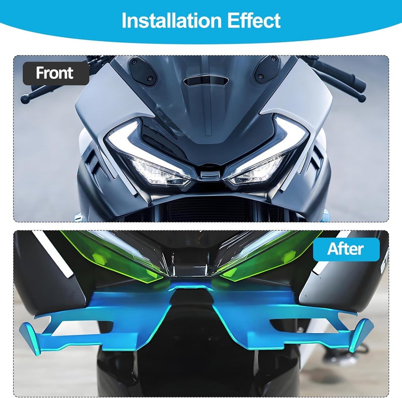 XIDAODIT For CFMOTO 675SR 675SRR 675 SR 675SR-R 675SS 2024 2025 Motorcycle Front Fairing Winglet Aerodynamic Spoiler Beak Nose Cone Extension Fixed Wing Kit (Blue) - Image 3